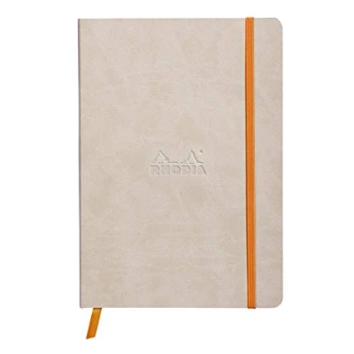 Abbildung von Rhodia 117455C Notizheft Rhodiarama mit weichem Umschlag, dot grid, 80 Blatt, 90 g elfenbeinfarbenes Papier, A5 148 x 210 mm, Lesezeichen, Innentasche,1 Stück,beige