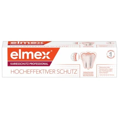 Abbildung von ELMEX Zahnpasta Kariesschutz Professional 75 ml, geschmacksneutral medizinische Zahnreinigung, wirkt gegen Zuckersäuren, für kariesanfällige Zähne, tägliche Pflege