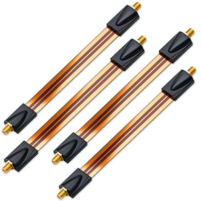 Abbildung von deleyCON 4x Fensterdurchführungen SAT Kabel 17cm Flexibel 26cm Länge Kupplung Fenster &amp; Türen Vergoldet Extrem Flach Geschirmt Klebepads Kupfer