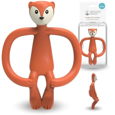 Abbildung von Matchstick Monkey Antimikrobieller Beißring/Zahnungshilfe/Gel Applikator für wundes Zahnfleisch/BPA frei/leicht zu greifen/ab 3 Monaten/Tiermotiv (Fudge Fuchs)