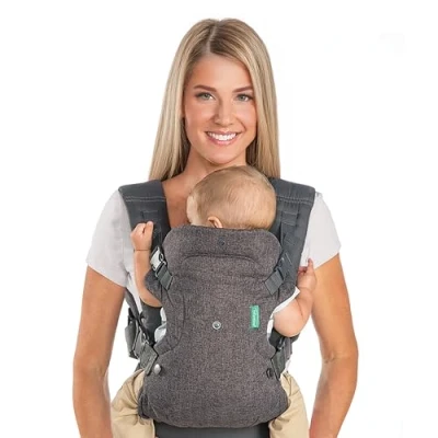 Abbildung von Infantino Flip Advanced 4 in 1 Babytrage Ergonomische mit Tragepositionen Für Säuglinge und Kleinkinder von 3,6 14,5 kg Grau