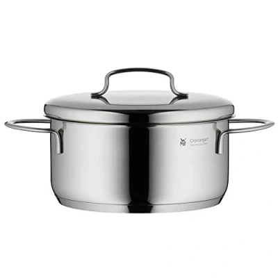 Abbildung von WMF Mini Kochtopf klein 16cm, Metalldeckel, Bratentopf Induktion 1,5l, Cromargan Edelstahl poliert, stapelbar, für kleine Portionen, Singlehaushalte