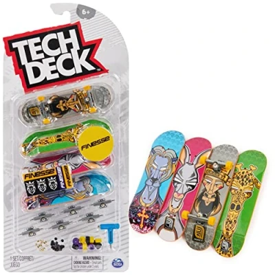 Abbildung von Tech Deck, Ultra Deluxe Fingerboard 4er Set, mit authentischer Skateboard Grafik zum Sammeln, Umbauen und für Coole Tricks, ab 6 Jahren