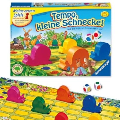 Abbildung von Ravensburger Kinderspiel 21420 Tempo kleine Schnecke, Das spannende Schneckenrennen, Brettspiel und Gesellschaftsspiel für 2 6 Spieler, ab 3 Jahren Ostergeschenke Kinder