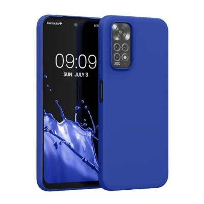 Abbildung von kwmobile Hülle kompatibel mit Xiaomi Redmi Note 11 / 11S weiches TPU Silikon Case Cover geeignet für kabelloses Laden Baltik Blau