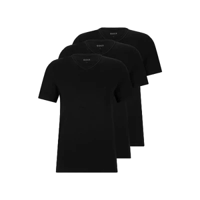 Abbildung von BOSS Herren 3 Pack V Neck Jersey T Shirts Unterhemd, Schwarz (Black Night), Klein (3er Pack)