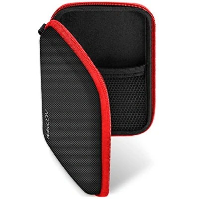 Abbildung von deleyCON Navi Tasche Case für Navigationsgeräte 4,3 Zoll &amp; 5 (14,6x9,3x3,4cm) Robust Stoßsicher 2 Innenfächer Rot