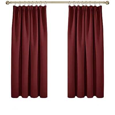 Abbildung von Deconovo Vorhang Verdunkelungsvorhang Kräuselband Dicke Gardinen Blickdicht Vorhang, 138x168 cm(HöhexBreite), Rot, 2er Set