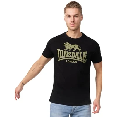 Abbildung von Lonsdale Herren Logo T Shirt, Black/Olive, L