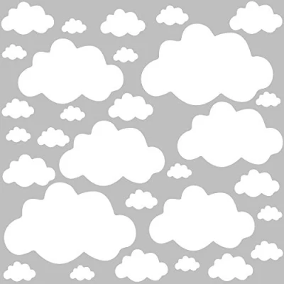 Abbildung von PREMYO 30 Wolken Wandsticker Kinderzimmer Mädchen Jungen Wandtattoo Wandaufkleber Selbstklebend Weiß