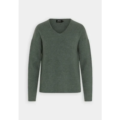 Abbildung von ONLY Camilla Vneck L/S NOOS Strickpullover, Damen, Größe: XL, Laurel wreath melange