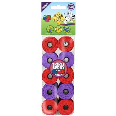 Abbildung von Bags on Board Kotbeutel mit Triple Berry Duft, 140 Stück