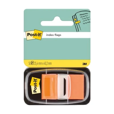Abbildung von Post it Index Haftstreifen, Standard, Orange, 50 Haftstreifen 25.4 mm x 43.2 Markierungsstreifen für Dokumente und Notizen