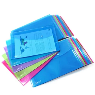 Abbildung von Rapesco 1494 Dokumentenmappe mit Druckknopf, A4+, Sortierte Farben, 20 Stück
