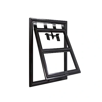 Abbildung von Windhager Katzenklappe Katzentür Haustierklappe mit Easy Clip Montage, für Insektenschutz Türrahmen, schwarz, verriegelbar, 20 x 25 cm 03333