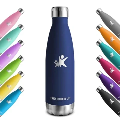 Abbildung von KollyKolla Thermosflasche 500ml, Trinkflasche Edelstahl Kohlensaeure Geeignet, Thermoskanne BPA frei, Isolierflasche Auslaufsicher, Wasserflasche für Fitness, Schule, Outdoor, Sport, Gym