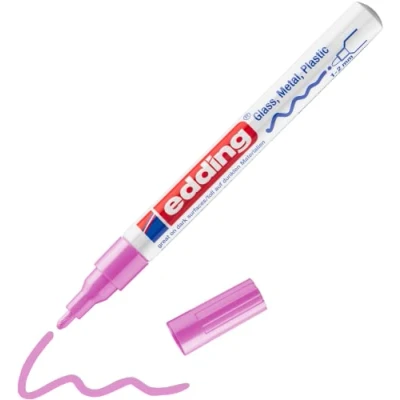 Abbildung von edding 751 Glanzlackmarker pink 1 Lackmarker Rundspitze 2 mm Lackstift für Glas, Stein, Holz, Kunststoff und Papier wasserfest, stark deckend