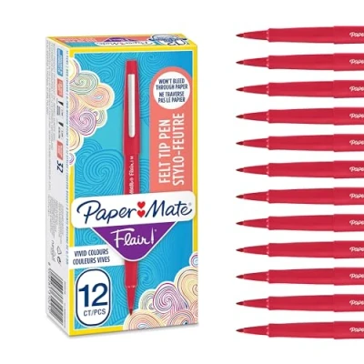 Abbildung von PAPER MATE Flair Filzstifte mittlere Spitze (0,7 mm) Rot 12 Stück