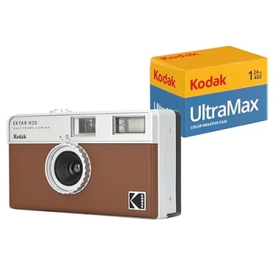 Abbildung von KODAK EKTAR H35 Halbformat Filmkamera (Braun, Bündel mit 24 Aufnahmen)