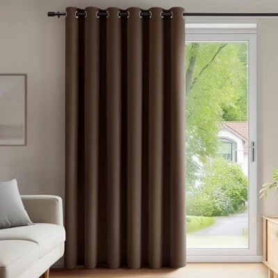 Abbildung von Deconovo Blickdichter Vorhang mit Ösen Verdunkelungsgardine Thermovorhang Schlafzimmer Kälteschutz Thermogardine Hitzeschutz, 214x203 cm(HöhexBreite), Braun, 1 Stück