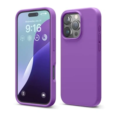 Abbildung von elago Premium Liquid Silikon Hülle Kompatibel mit iPhone 16 Pro Hülle, Ganzkörper Handyhülle, Stoßfest, Schlanke Kratzfester weicher Mikrofaser Innenfutter, 6.3 Zoll (Neonviolett)