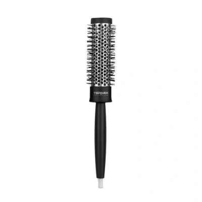 Abbildung von Termix professionelle Haarbürste. Thermische Rundhaarbürste mit Aluminiumrohr, um die Wärme zu speichern und Trocknungszeit verkürzen. Farbe: Schwarz. Durchmesser: 28 cm