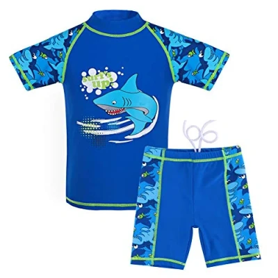 Abbildung von G Kids Kinder Jungen Badeanzug Bademode Zweiteiliger UPF 50+ UV Schützend Schwimmanzug, Blau, 104/110