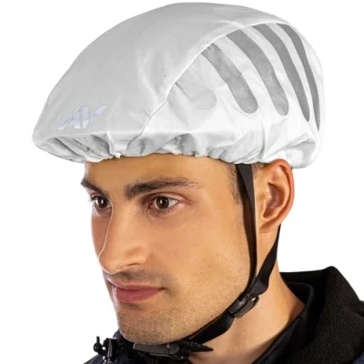Abbildung von AVANA Regenschutz für Fahrradhelm Reflektoren Helmüberzug reflektierende Abdeckung wasserdichter Regenüberzug (Hellgrau)