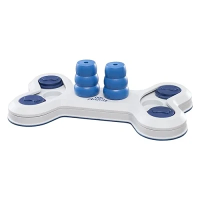 Abbildung von TRIXIE Hundespielzeug Intelligenz Dog Activity Strategiespiel „Flip Bone“ Anspruchsvolles Intelligenzspielzeug für Hunde zur Beschäftigung, ø 32x18cm 32002