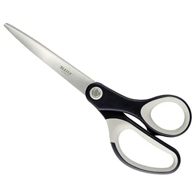 Abbildung von Leitz Titan Schere, Hochwertige Haushaltsschere mit ergonomischem Griff, Klingen aus rostfreiem Stahl, Für zu Hause, Büro und Schule, Länge 20,5 cm, Schwarz, 54176095