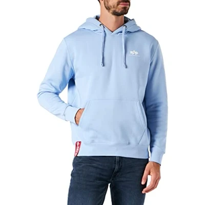 Abbildung von Alpha Industries Small LOGO Kapuzenpullover, Herren, Größe: Large, Light blue