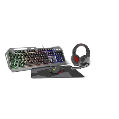 Abbildung von Speedlink LUNERA 4in1 Illuminated Gaming Set vierteiliges Tastatur und Maus mit Kabel, Headset Mauspad, RGB Beleuchtung, DE Layout, schwarz