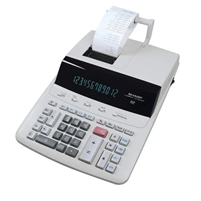 Abbildung von Sharp Druckender Tischrechner CS 2635RHGYSE (großes 12 stelliges Display, schwarz rote Druckfarben, RESUME Funktion) Hellgrau