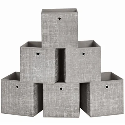 Abbildung von SONGMICS Aufbewahrungsbox, 6er Set, Ordnungsboxen aus Vliesstoff mit Griff, Boxen Aufbewahrung, 30 x cm, Organizer Box, für Würfelregal, Faltbox, Kleideraufbewahrung, taupe meliert RFB006K01
