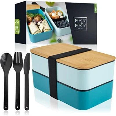 Abbildung von Moritz &amp; Bento Box Kinder in Blau Perfekte Lunchbox für und Erwachsene Brotdose mit Fächern Ideal die Arbeit, Schule unterwegs