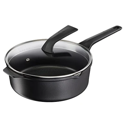 Abbildung von Tefal E24933 Robusto Aluguss Schmorpfanne 26 cm mit Deckel einfache Reinigung Antihaftversiegelung Thermo Signal Temperaturanzeiger spülmaschinenfest induktionsgeeignet Schwarz