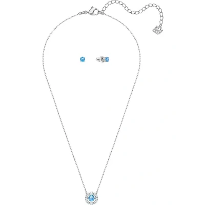 Abbildung von Swarovski Sparkling Dance Set, Rund, Blau, Rhodiniert