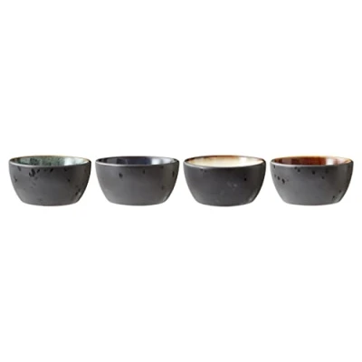 Abbildung von BITZ Schalenset, Kleine Schalen/Schüsseln aus Steingut, Durchm. 10 cm, Höhe 5 4er Set, Schwarz/Mehrfarbig