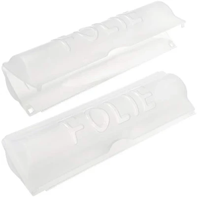Abbildung von com four® 2x Folienschneider Alufolienabroller Frischhaltefolienspender Praktischer Halter für Alufolie oder Frischhaltefolie (2 Stück transparent)