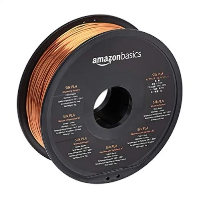 Abbildung von Amazon Basics 3D Drucker Filament aus SILK PLA Kunststoff, 1.75 mm, 1 kg Spule, Kupfer