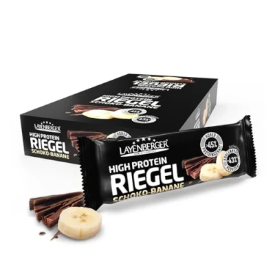 Abbildung von Layenberger High Protein Riegel Fitness Power Bar, viel Eiweiß, wenig Zucker 18er Pack (18 x 35 g) Schoko Banane