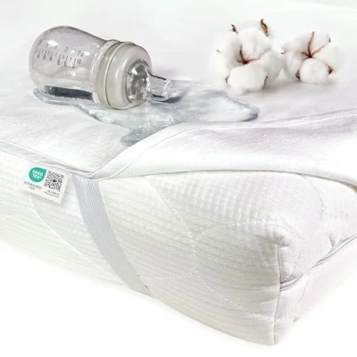 Abbildung von MAKIAN wasserdichte Betteinlage Matratzenauflage 60x120 cm Molton Matratzenschoner aus Baumwolle Oeko TEX® Standard 100 geprüft, wasserdicht &amp; hygienisch Kochfest trocknergeeignet