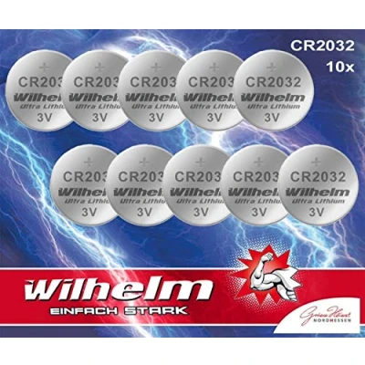 Abbildung von 10 x Knopfzelle CR2032 Wilhelm Batterie Lithium 3V CR 2032 Industrieware