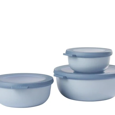 Abbildung von Mepal Multischale Cirqula Round 3 teiliges Set Vorratsdosen mit Deckel Geignet als Aufbewahrungsbox, Kuhlschrank, Gefrierschrank &amp; Mikrowellengeschirr 350 ml, 750 ml 1250 Nordic Blue