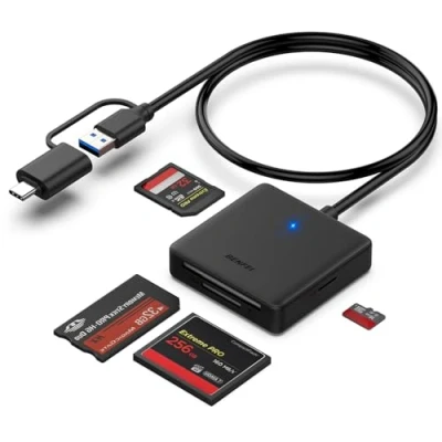 Abbildung von Speicherkartenleser, BENFEI 4 in 1 USB C auf SD Micro MS CF Kartenleser Adapter