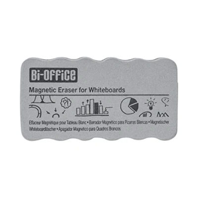 Abbildung von Bi Office Whiteboard Schwamm, Tafellöscher für Trockenreinigung auf glatten Oberflächen, Magnetisch, Grau, Sehr Leicht, AA0105 11x6x2
