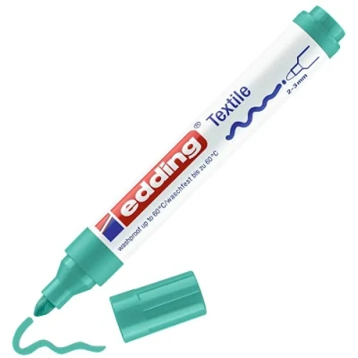 Abbildung von edding 4500 Textilmarker blass grün 1 Stift Rundspitze 2 3 mm Textilstifte waschmaschinenfest (60 C) zum Stoff bemalen Stoffmalstift