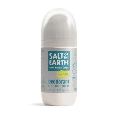 Abbildung von Salt of the Earth Natural Deodorant Roll On by Earth, Unscented, Fragrance Free Refillable, Vegan, Long Lasting Protection, Leaping Bunny Approved, Made in UK 75ml