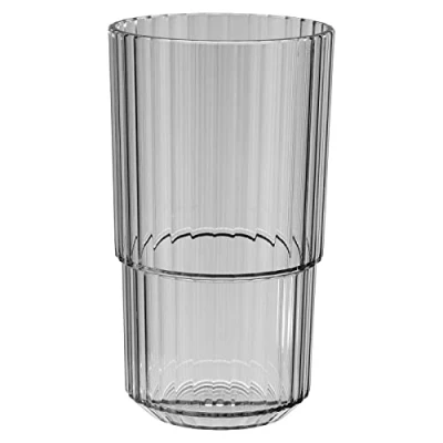 Abbildung von APS Trinkbecher LINEA Hochwertiges Tritan Kunststoff Trinkglas mit 0,5 Liter, BPA frei, stapelbar, bruchfestes Mehrweg Glas, wiederverwendbar und spülmaschinenfest, 500 ml, french grey