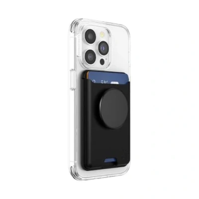 Abbildung von PopSockets: PopWallet für MagSafe Mit Griff Inklusive Adapterring Schlanker, repositionierbarer Kartenhalter Smartphones und Hüllen SoftGoods Black